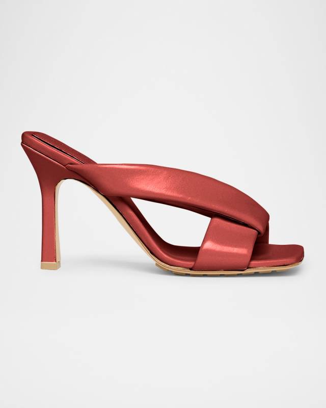 Criss Cross Padded Leather Slide Sandals